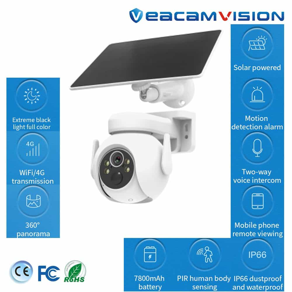 2024 Hot Polar Camera 24 Hours Full Color Day Vision 360 Degree Panoramic Solar PT Camera